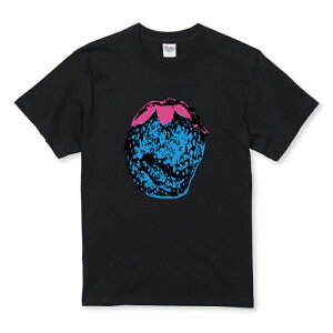 Tシャツ キッズ こどもサイズ ストロベリー 苺 いちご アートポスター風 かわいい アート ポップ ブルー サイズ 100 110 120 130 140 150 半袖 綿 100% コットン 白Tシャツ 黒Tシャツ ホワイト ブラッ
