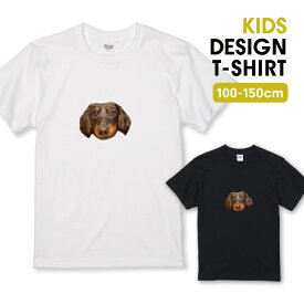 Tシャツ キッズ こどもサイズ イヌ 犬 いぬ ダックスフント 動物 アニマル 写真 グラフィック おしゃれ サイズ 100 110 120 130 140 150 半袖 綿 100% コットン 白Tシャツ 黒Tシャツ ホワイト ブラック こども服 子供サイズ 子供服 プリントtシャツ よれない 透けない