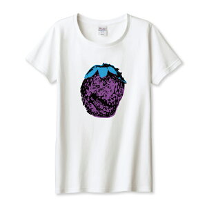 Tシャツ レディース ガールズ ストロベリー 苺 いちご アートポスター風 かわいい アート ポップ パープル サイズ M L 半袖 綿 100% コットン 人気 レディースサイズ 女性 白Tシャツ 黒Tシャツ