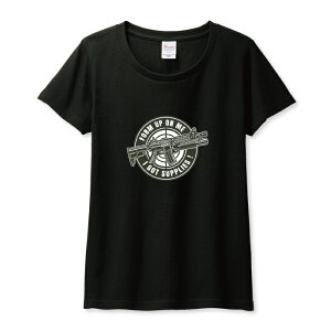 Tシャツ レディース ガールズ サブマシンガン 武器 グレー シンプル おしゃれ カッコイイ サバゲー サイズ M L 半袖 綿 100% コットン 人気 レディースサイズ 女性 白Tシャツ 黒Tシャツ ホワイト