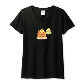 Tシャツ レディース ガールズ 鳥 ヒヨコ ひよこ インコ セキセイインコ スイーツ ホットケーキ イラスト 可愛い サイズ M L 半袖 綿 100% コットン 人気 レディースサイズ 女性 白Tシャツ 黒Tシャツ ホワイト ブラック よれない 透けない 長持ち プリントtシャツ