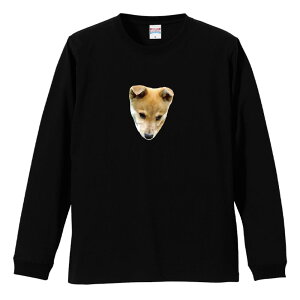 ロングスリーブTシャツ リブ付き メンズ ユニセックス 柴犬 しばいぬ イヌ 犬 いぬ 仔犬 動物 アニマル 写真 おしゃれ かわいい S M L LL XL 長袖 ロンティー ロンT 綿 100% プリントtシャツ コット