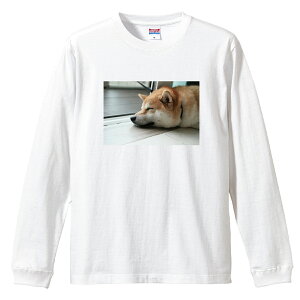 ロングスリーブTシャツ リブ付き メンズ ユニセックス 柴犬 シバイヌ しばいぬ 犬 しばけん ゆるい 写真 かわいい 可愛い カワイイ S M L LL XL 長袖 ロンティー ロンT 綿 100% プリントtシャツ コ
