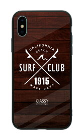 スマホケース スリムガラス ラウンドタイプ 耐衝撃 強化ガラス iPhone ケース TPU ハードケース 光沢 カラー サーフ サーフィン サーフボード 海 西海岸 カリフォルニア iPhone 13 iPhone13ProMax mini iPhone12 11 Pro Max iPhoneSE(第3世代) ClASSY