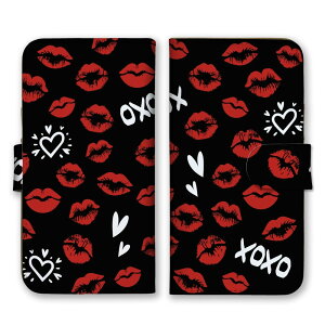 AQUOS sense9 SH-53E SHG14 A405SH SH-M29 ケース アクオスセンス9 カバー スマホケース 手帳型ケース キスマーク キス クチビル リップ XOXO かわいい 可愛い セクシー KISS 唇 口紅 クール 手帳型カバー ス
