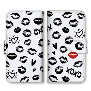 arrows We2 Plus F-51E M06 ケース アローズWe2プラス カバー スマホケース 手帳型ケース キスマーク キス クチビル リップ XOXO かわいい 可愛い セクシー KISS 唇 口紅 クール 手帳型カバー スマホカバ
