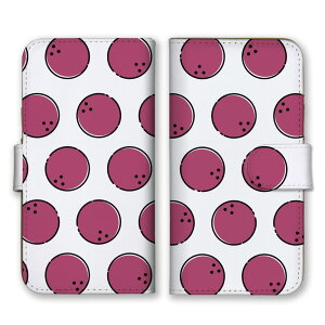 Galaxy A55 5G SC-53E ケース ギャラクシー A55 カバー スマホケース 手帳型ケース ボウリング ボーリング スポーツ マイボール 面白い おもしろい ドット柄 水玉模様 ホワイト 手帳型カバー スマホ