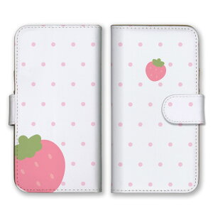 Galaxy Feel2 SC-02L ケース ギャラクシーフィール2 カバー スマホケース 手帳型ケース 苺 イチゴ いちご ストロベリー ドット柄 水玉 韓国 可愛い かわいい ガーリー パステルカラー 手帳型カバー