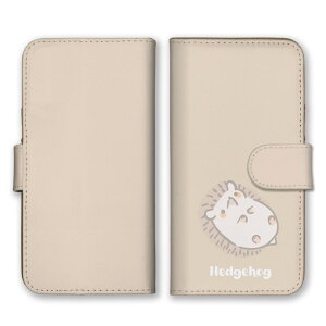 AQUOS wish4 SH-52E ケース アクオスウィッシュ4 カバー スマホケース 手帳型ケース ハリネズミ はりねずみ 小動物 ゆるい イラスト 可愛い かわいい おしゃれ パターン柄 ベージュ 手帳型カバー