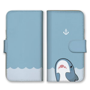 Google Pixel 6a ケース グーグルピクセル6A カバー スマホケース 手帳型ケース サメ ホホジロザメ アオザメ さめ 鮫 イラスト ゆるい 水色 青色 マリン柄 かわいい 可愛い 手帳型カバー スマホカ