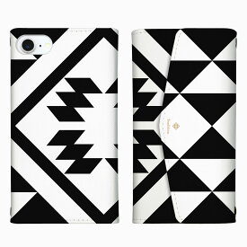 スマホケース arrows アローズ arrows We3 F-52G M09 Alpha We2 Plus アルファ 手帳型 三つ折りタイプ 鏡付き ミラー付き 可愛い おしゃれ ネイティブ オルテガ柄 インディアン ショルダー タイプ 肩掛け 肩がけ arrowsケース アローズケース