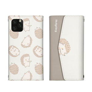 AQUOS sense9 SH-53E SHG14 A405SH SH-M29 ケース アクオスセンス9 カバー スマホケース 三つ折りタイプ ハリネズミ はりねずみ 小動物 ゆるい イラスト 可愛い かわいい おしゃれ オシャレ ベージュ レ