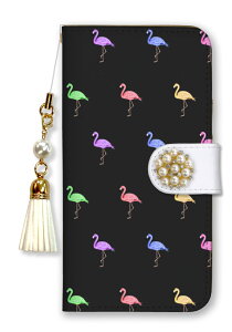 らくらくスマートフォン ケース F-53E a A401FC F-52B らくらくフォン 4 カバー ミラー付き パール 人気 おしゃれ 流行 トレンド フラミンゴ アロハ 西海岸 水彩 大人 可愛い ブランド ピンク ブル