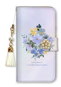 スマホケース 手帳型 全機種対応 iPhoneケース ミラー付き パール ビジュー ストラップ付 花柄 水彩 花束 ブーケ フラワー 大人女子 上品 おしゃれ 水彩 ピンク 水色 iPhone16e Google Pixel 手帳型ケ