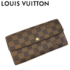 【中古】LOUIS VUITTON ルイヴィトン 二つ折り長財布 【やや傷や使用感あり】N61734 ポルトフォイユ サラ ダミエ 小銭入れあり メンズ レディース ブランド r-lv-w-0805-09