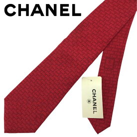 【中古】CHANEL シャネル ネクタイ【ほぼ新品】9.5cm レッド ビジネス 男性用 女性用 メンズ レディース ブランド r-ch-t-p260412-03