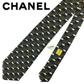 【中古】CHANEL シャネル ネクタイ【ほぼ新品】9.5cm ブラック 黒 ビジネス 男性用 女性用 メンズ レディース ブランド r-ch-t-p260412-09