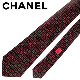 【中古】CHANEL シャネル ネクタイ【ほぼ新品】10cm ブラック×レッド シルク ブランドr-ch-t-e10362966