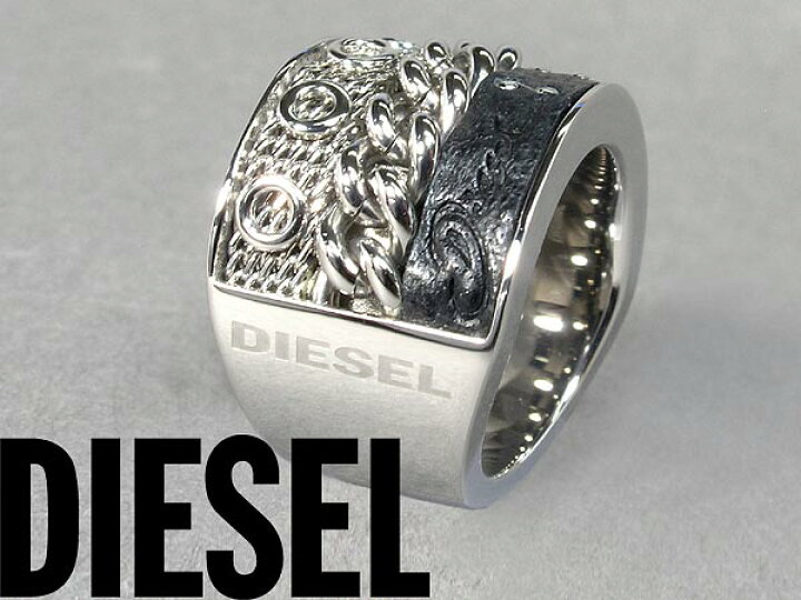 楽天市場】指輪 DIESEL リング ディーゼル レザー シルバー×ブラック 