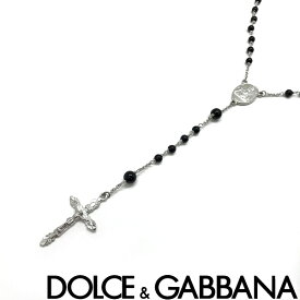 DOLCE&GABBANA ネックレスドルチェ＆ガッバーナ メンズ&レディース クロス十字架 ロザリオ シルバー×ブラックパール WNG101-W0001-87655 ブランド