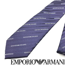 EMPORIO ARMANI ネクタイ エンポリオアルマーニ メンズ ストライプロゴ柄 シルク バイオレット 紫 340049-605-00090 ブランド