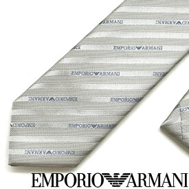 EMPORIO ARMANI ネクタイ エンポリオアルマーニ メンズ ストライプロゴ柄 シルク ライトグレー 340049-605-21341 ブランド