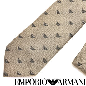 EMPORIO ARMANI ネクタイ エンポリオアルマーニ メンズ イーグルロゴ柄 シルク ライトブラウン 茶色系 340049-616-03884 ブランド