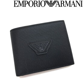 EMPORIO ARMANI 2つ折り財布 エンポリオアルマーニ メンズ&レディース 小銭入れあり ロゴ レザー ブラック Y4R165-Y019V-81072 ブランド
