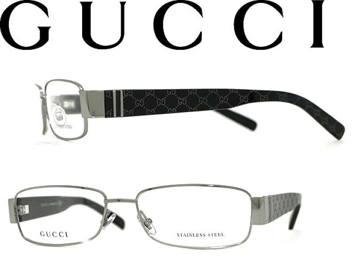 楽天市場】グッチ めがね シルバー×ブラック GUCCI メガネフレーム 