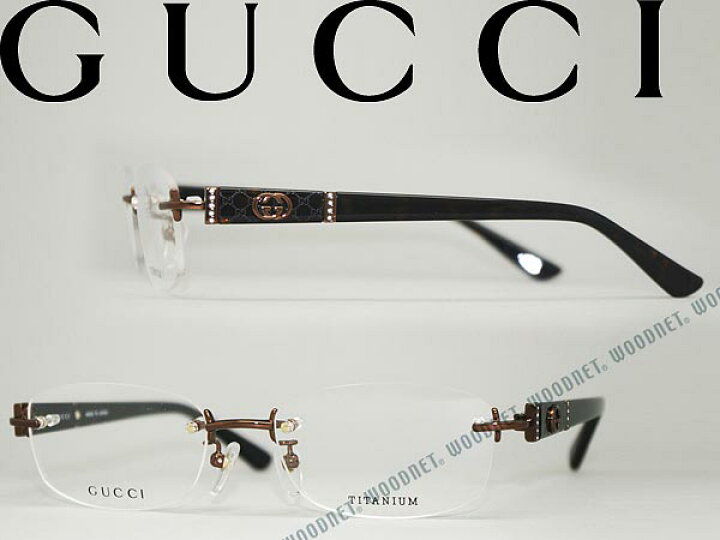 楽天市場】眼鏡 GUCCI ブロンズ 縁無し/フチ無し ツーポイント型 