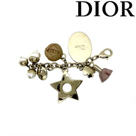【中古】Christian Dior バッグチャーム クリスチャンディオール【傷や使用感が目立つ】 G.N イニシャル入り ゴールド×ライトグレー×ライトオレンジ×パール R-CD-C-0553-07 ブランド
