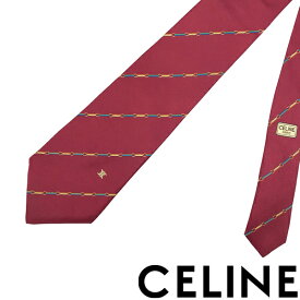 【中古】CELINE ネクタイ セリーヌ 【やや傷や使用感あり】メンズ レッド【剣先幅：9cm】 R-CE-T-0904-05-2 ブランド