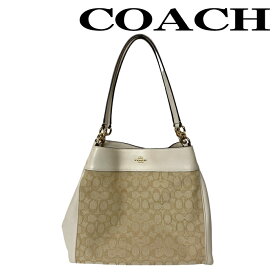 【中古】COACH ハンドバッグ コーチ 【非常に良い】レディース 鞄 手提げ シグネチャー柄 ベージュ×クリーム r-coach-b-0033-08 ブランド