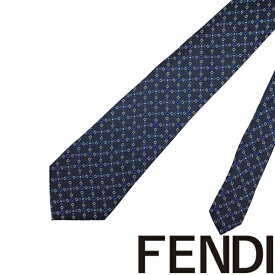 【中古】 FENDI ネクタイ フェンディ【ほぼ新品】 メンズ ネイビー×ブルー 【剣先幅：8.5cm】 R-FE-T-0053-05 ブランド