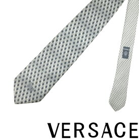 【中古】VERSACE ネクタイ ベルサーチ ヴェルサーチェ 【傷や使用感が目立つ】メンズ グレー×ブラック 【剣先幅：9cm】R-VE-T-0059-09 ブランド