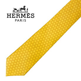 【中古】HERMES ネクタイ エルメス【非常に良い】メンズ イエロー 【剣先幅：9cm】 r-hermes-t-0921-03-1 ブランド
