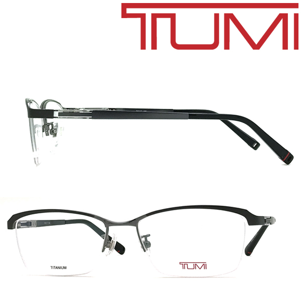 度付き・伊達メガネ用・老眼鏡・カラーレンズへの交換可能！各プランをご用意！   TUMI メガネフレーム トゥミ メンズ マットガンメタル×ガンメタル 眼鏡 TU-10-0061-02 ブランド