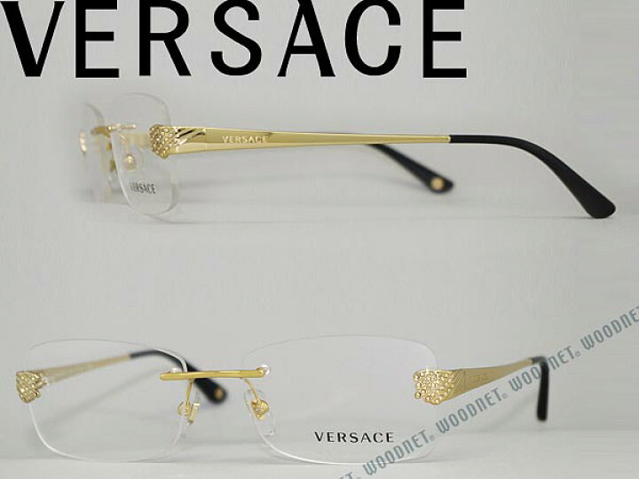 楽天市場】VERSACE 眼鏡 縁無し/フチ無し ゴールド×ブラック ツー 