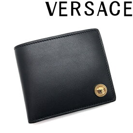 VERSACE 財布 ベルサーチ ヴェルサーチェ メンズ&レディース メドゥーサ 二つ折り レザー ブラック×ゴールド DPU6737-1A03190-1B00V ブランド