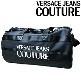 VERSACE JEANS COUTURE バッグ ベルサーチ ヴェルサーチェ ジーンズ クチュール メンズ&レディース ロゴ ダッフル ブラック×シルバー 73YA4B98-ZS394-LD2 ブランド ボストンバッグ ショルダー