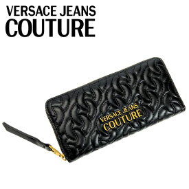 VERSACE JEANS COUTURE 長財布 ベルサーチ ヴェルサーチェ ジーンズクチュール ヴェルサーチ ジップアラウンド ジッパー ブラック 小銭入れあり メンズ レディース ブランド 75va5pa1-zs803-899