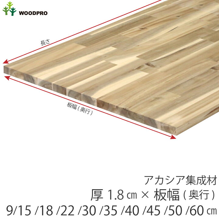 楽天市場】棚板 厚み1.8cm 長さ160cm アカシア集成材 厚18mm×板 
