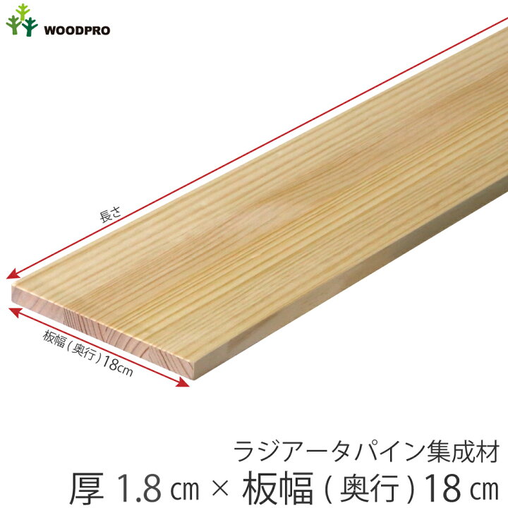 楽天市場】棚板 厚み1.8cm 奥行18cmラジアータパイン集成材厚 