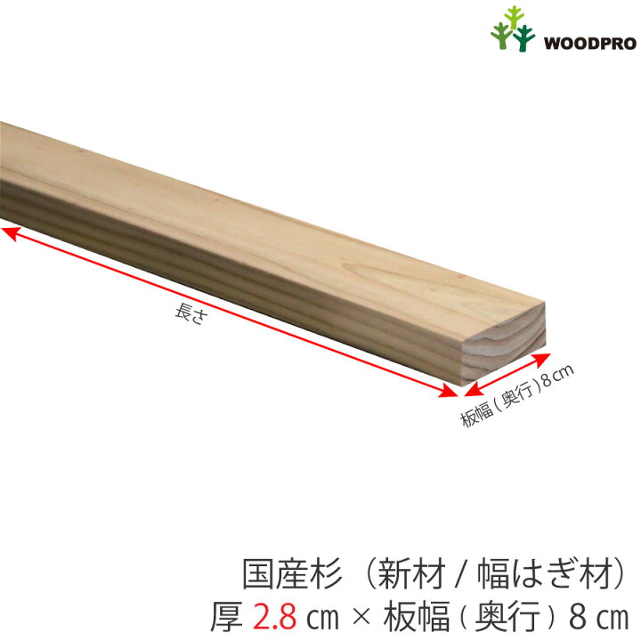 楽天市場】棚板 厚み2.8cm 板幅(奥行)8cm 長さ160cm国産杉（新材 