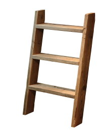 OLD ASHIBA（足場板古材）ラダーシェルフ幅56cm×3段はしご型 飾り棚 階段型 木製棚 立て掛け ラダーラック ウォールシェルフ