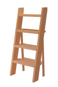 ラダーシェルフ(奥行ワイド)◇国産杉幅55cm×4段はしご型 飾り棚 階段型 木製棚 立て掛け ラダーラック ウォールシェルフ