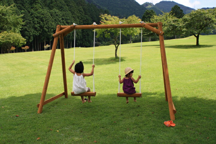 楽天市場】【二人乗り】 木製 ブランコ カーキ 家庭用 防腐加工処理済  