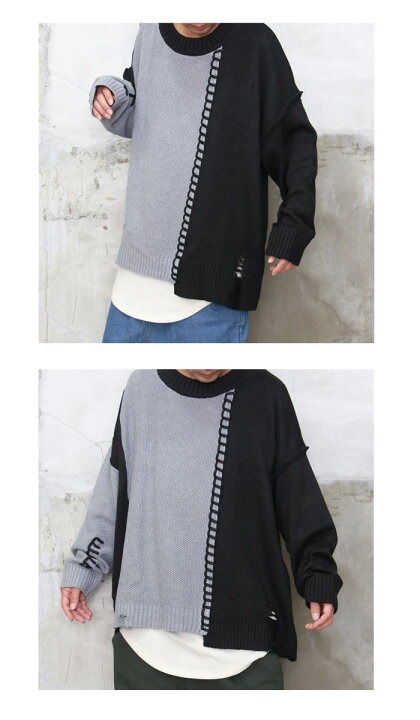 楽天市場】『手作業を経て！』 バイカラー切り替えビッグニット ビッグ  