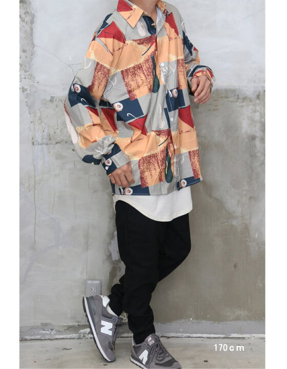 楽天市場】総柄シャツ レトロ柄シャツ [M便 1/1] ビッグシャツ メンズ 