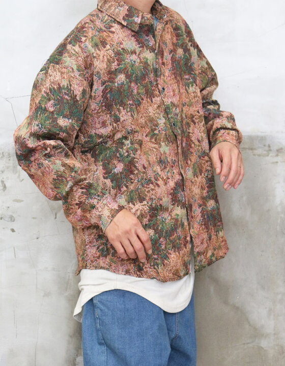 楽天市場】ジャガード織花柄シャツ花柄ビッグシャツ ビッグシャツ 